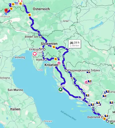 Route Bild Kroatien entlang der Magistada