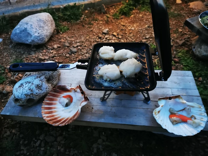Sandwichmaker kochen auf Motorradreisen